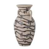Bloomingville Ohana Vase schwarz D16,5 cm aus Steingut – handbemalte Vase für Wohnzimmer
