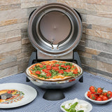 G3Ferrari elektrischer Pizzaofen Delizia 1200 W für Pizza Ø 31cm silber Pizzamaker mit feuerfestem Naturstein