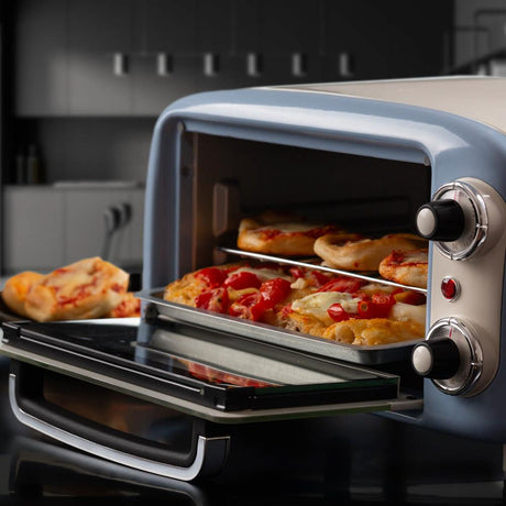 Ariete Vintage Mini Backofen, Blau, 10L Elektrobackofen im Retro-Design, 800W, 230°C