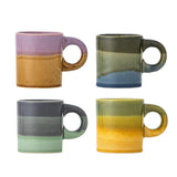 Bloomingville Joris Becher 4er Set 140 ml D7 cm bunt - Steingutbecher mit Farbverlauf für Küche