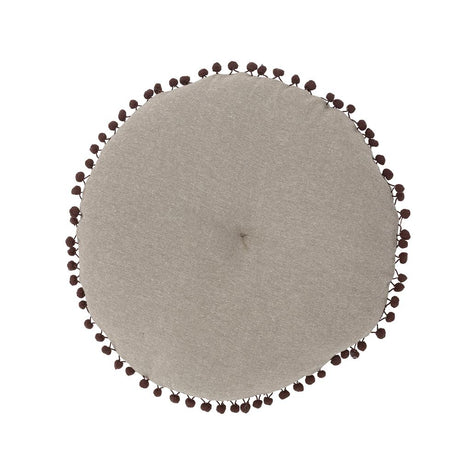 Bloomingville Cizzy Kissen mit Quasten Baumwolle Braun 40 cm Rund