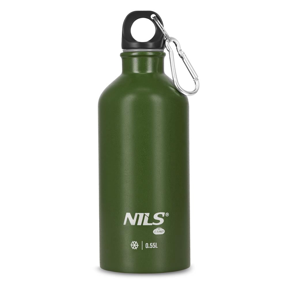 NILS CAMP Trinkflasche Edelstahl 550 ml grün isoliert für Outdoor Camping Reisen