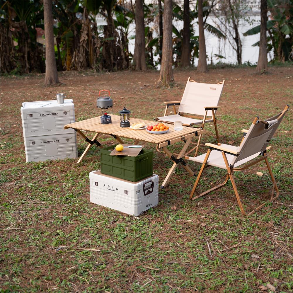 NILS CAMP faltbare Campingbox mit Tischfunktion 9L in Grün - ultrakompakte Reisebox