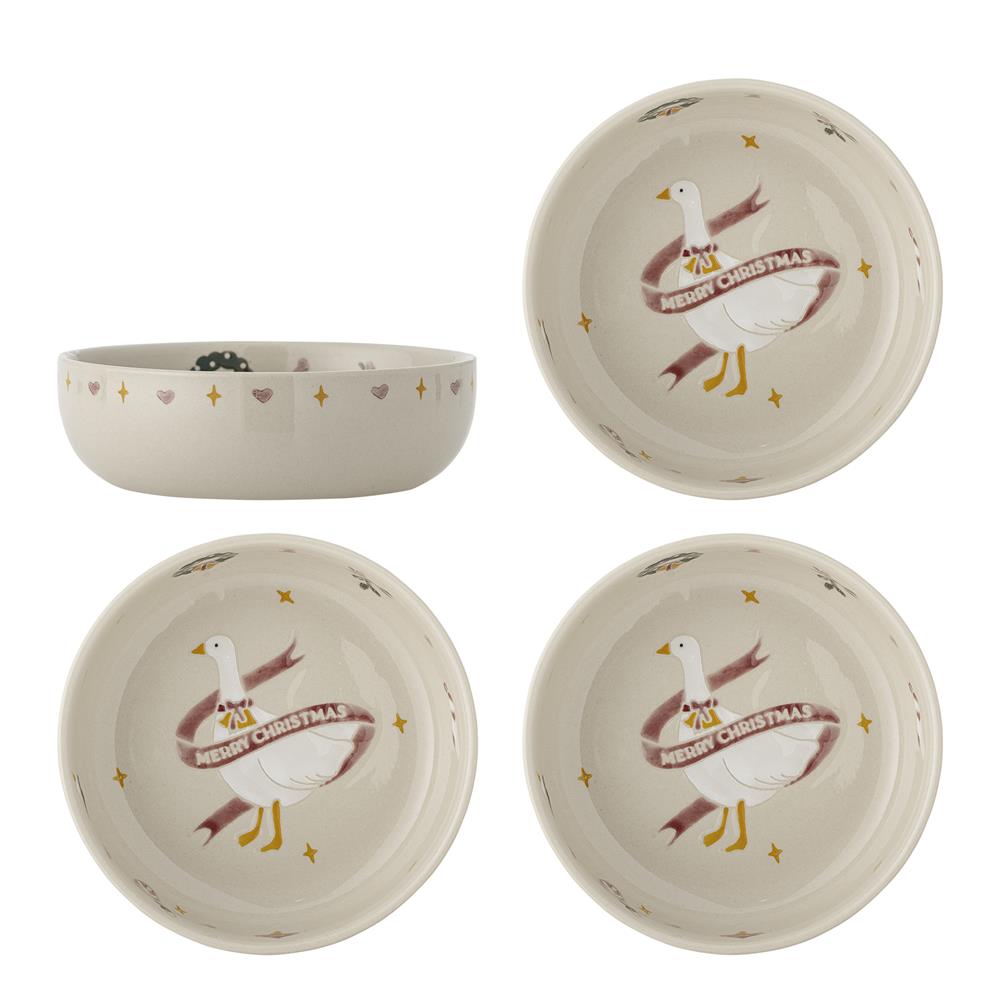 Bloomingville Mary Schale Bunt Steingut 4er Set Weihnachtsschale 535 ml