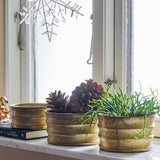 Bloomingville Lucilla Blumentopf 3er Set – Dekotöpfe aus Metall im rustikalen Goldlook