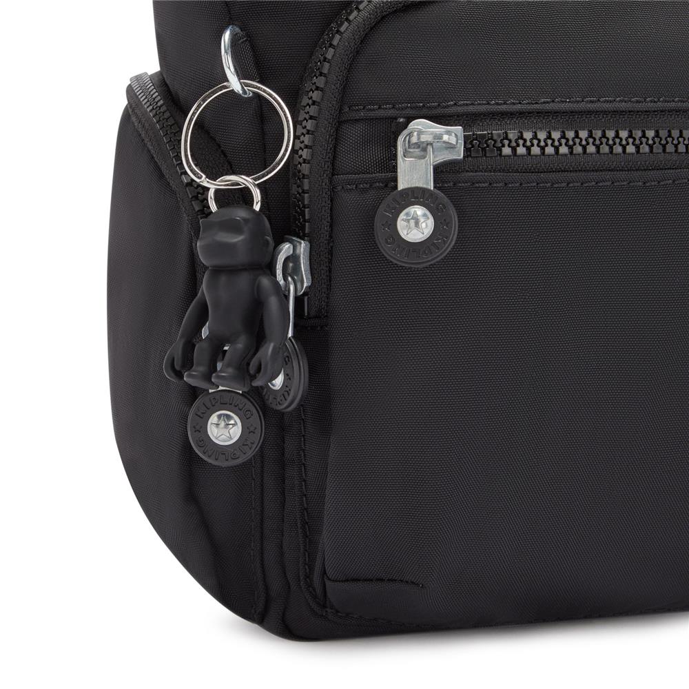 Kipling GABBIE S, Kleine Umhängetasche, Black Noir (schwarz), Schultertasche mit vielen Fächern