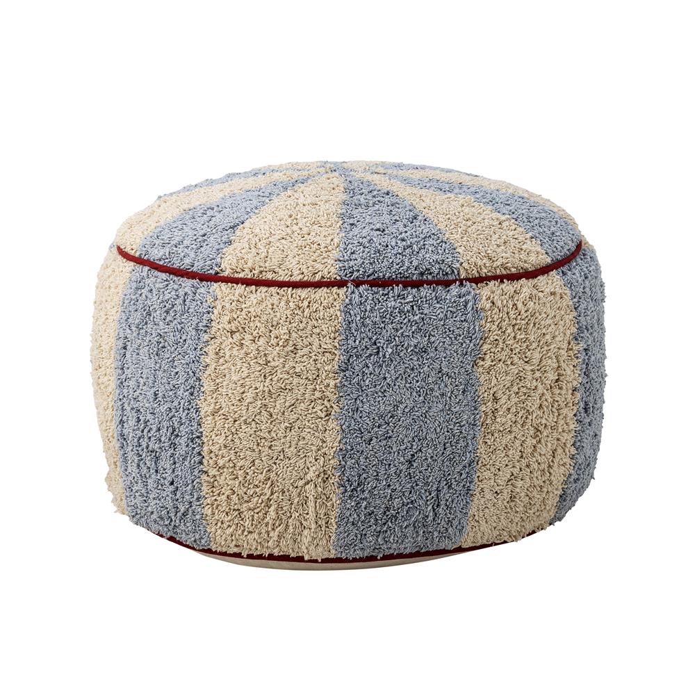 Bloomingville MINI Charoline Pouf blau - Baumwoll Sitzpouf Hocker mit Streifen für Kinderzimmer