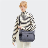 Kipling GABBIE M, Mittelgroße Umhängetasche, Signature Print (blau), Schultertasche mit Reißverschluss