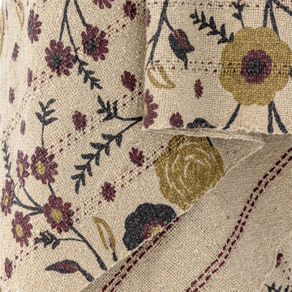 Bloomingville Eydis Wohndecke Blumen 160 x 130 cm mit recycelter Baumwolle mit Fransen