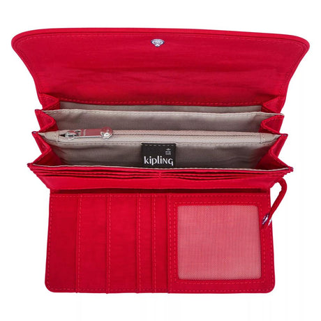 Kipling MONEY LAND, großes Portemonnaie, Red Rouge (rot), RFID Geldbörse mit vielen Fächern