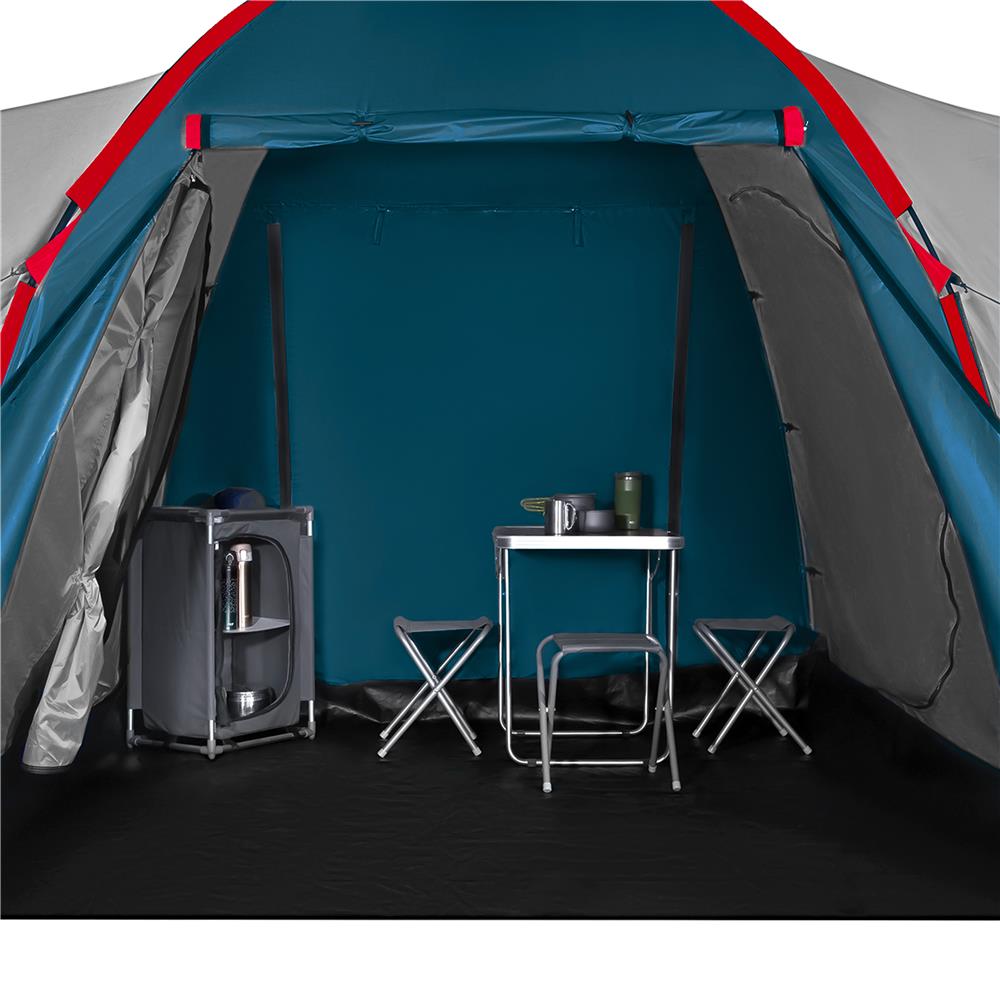 NILS CAMP Highland IV Zelt für 4 Personen Blau-Grau - großes Familienzelt mit Vorraum für Camping & Outdoor
