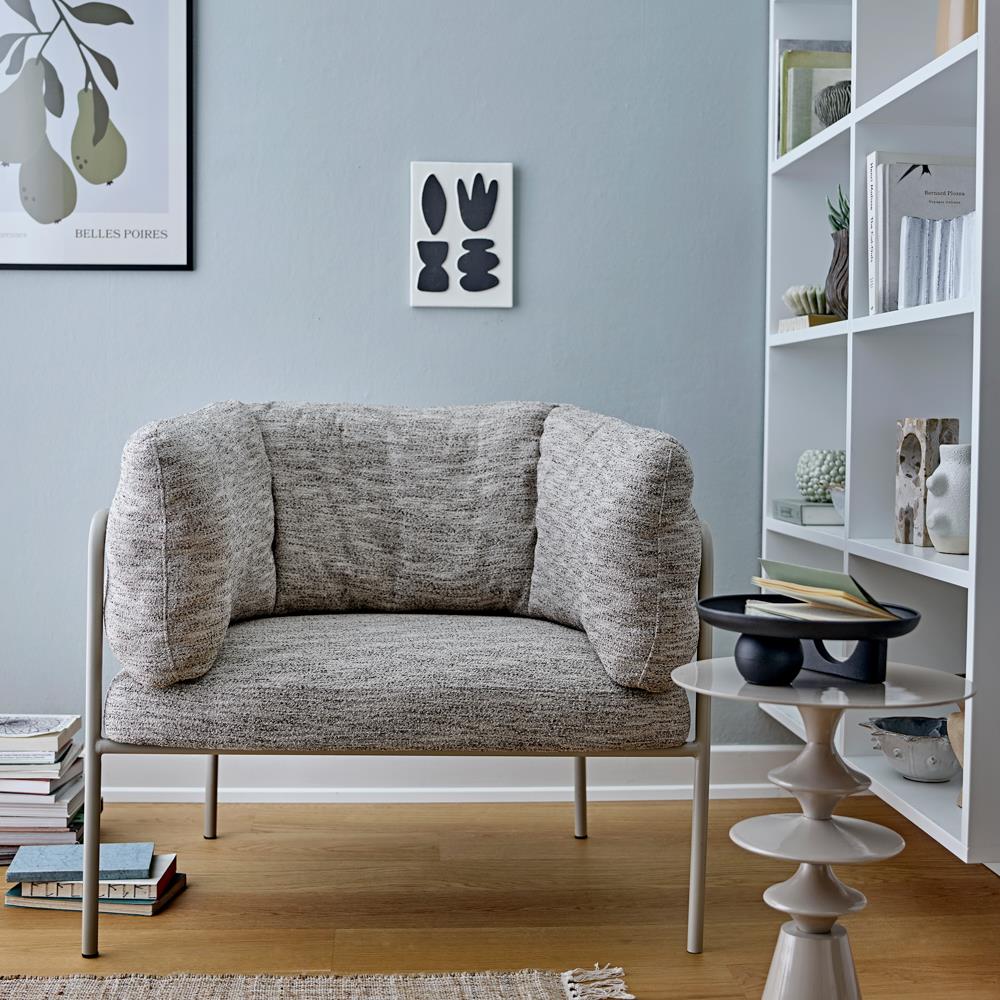 Bloomingville Lutton Wanddekoration aus Steingut in Weiß – grafische Wanddeko fürs Wohnzimmer