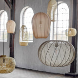 Bloomingville Piola Hängeleuchte natur - Deckenlampe mit Netzstruktur E27 für Wohnzimmer