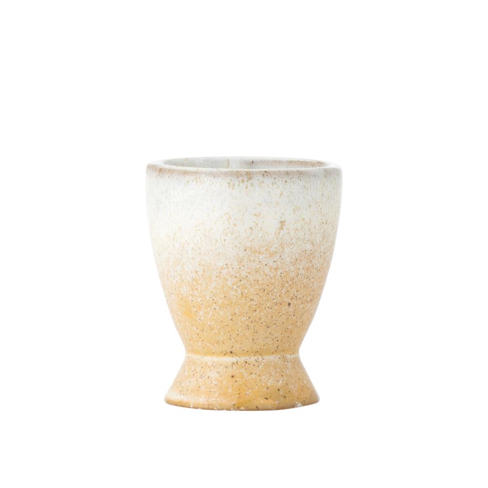 Bloomingville Paula Eierbecher aus Steingut in Natur D5 x H6,5 cm – Eierbecher für Frühstückstisch