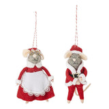 Bloomingville Peo Mäuse Anhänger, Rot, Wollfiguren klein 2er Set Weihnachtsdeko