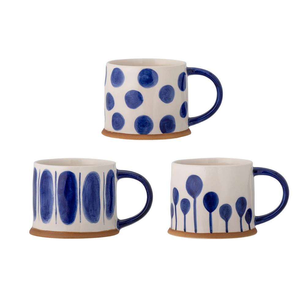 Bloomingville Linora Becher blau Steingut 3er Set D11xH8,5 cm 450 ml