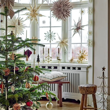 Bloomingville Stern Baumschmuck Sterne aus Papier, Naturr 9er Set Weihnachtsanhänger