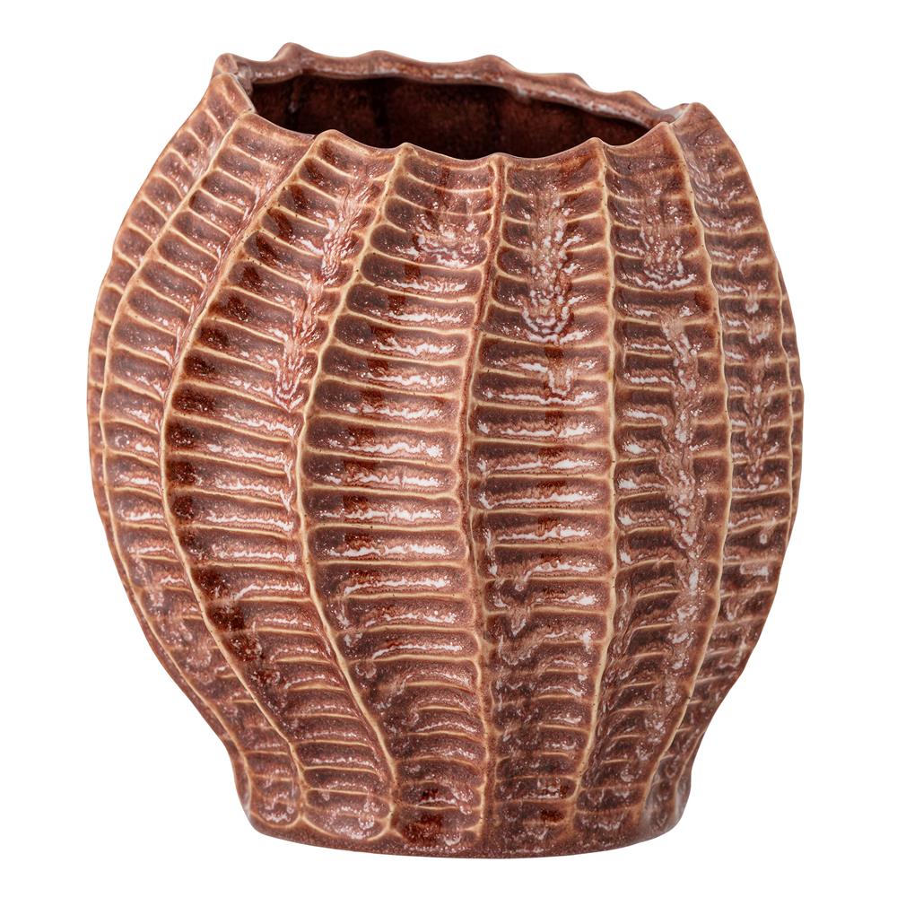 Bloomingville Callon Vase aus Steingut in Rosa, dekorative Designvase & Pflanzgefäß im mediterranen Stil