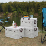 NILS CAMP faltbare Reisebox 42L in Beige - stapelbare Campingbox mit Organizerfächern