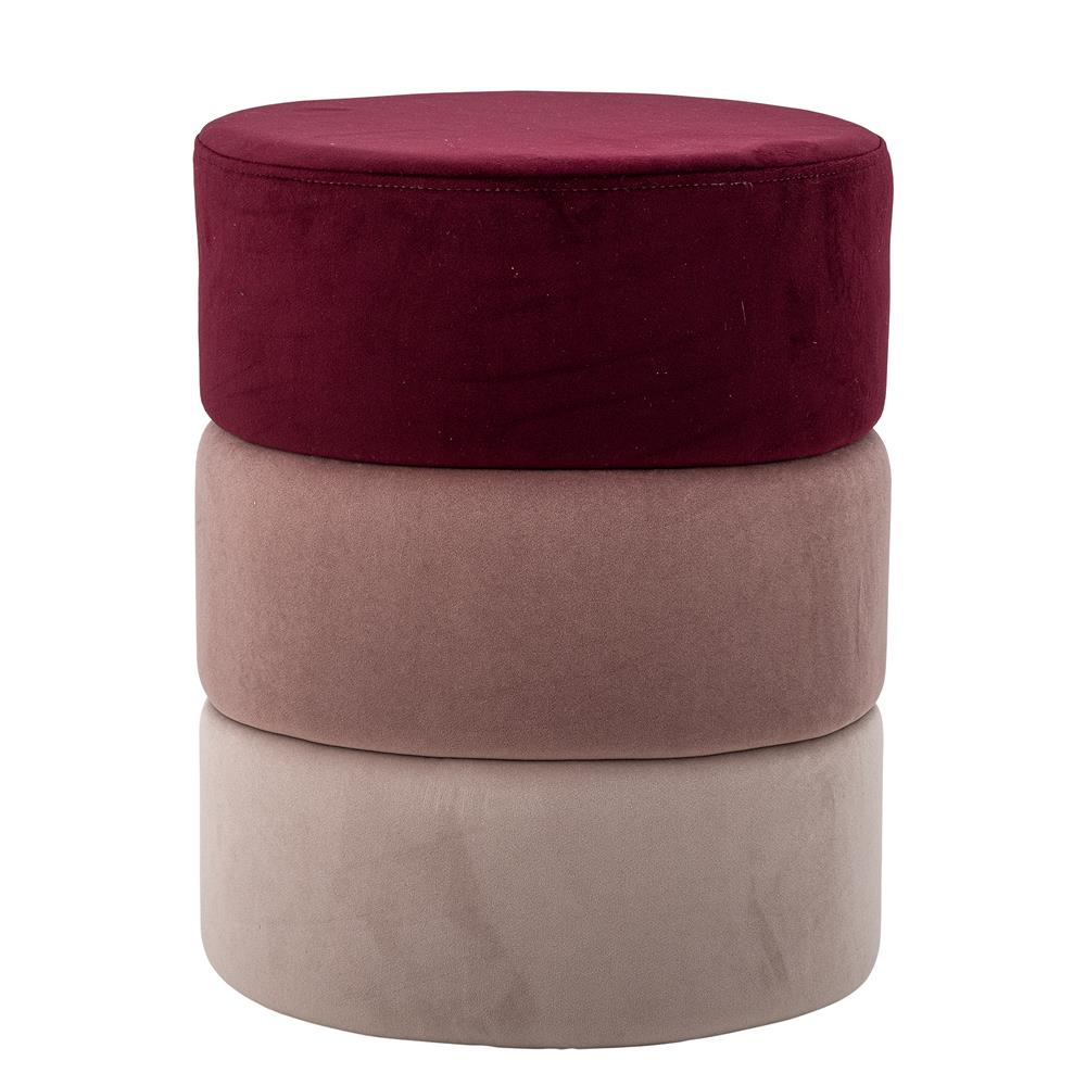 Bloomingville Bilbao Pouf rosa - runder Samt Hocker für Wohnzimmer, Sitzpouf modern