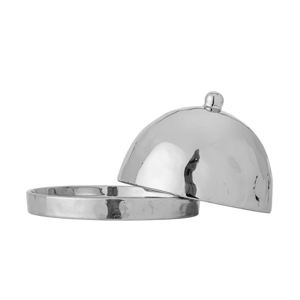 Bloomingville Shine Butterdose Silber Steingut Butterglocke mit Deckel