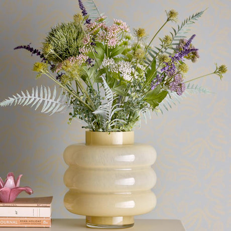Bloomingville Sahara Vase Gelb Glas D21,5xH22 cm – mundgeblasene Glasvase