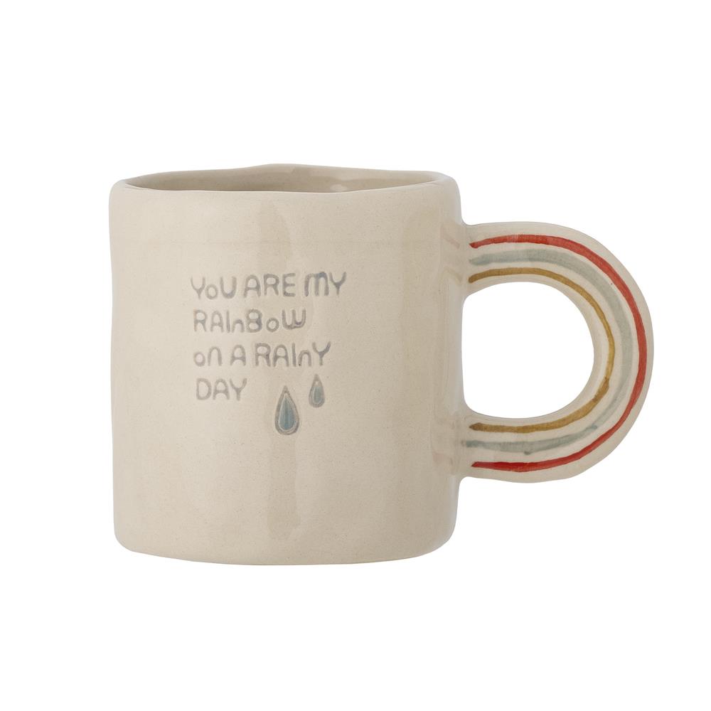 Bloomingville MINI Cloudy Tasse, Regenbogen als Griff, Steingut, Kindertasse, dänisches Design