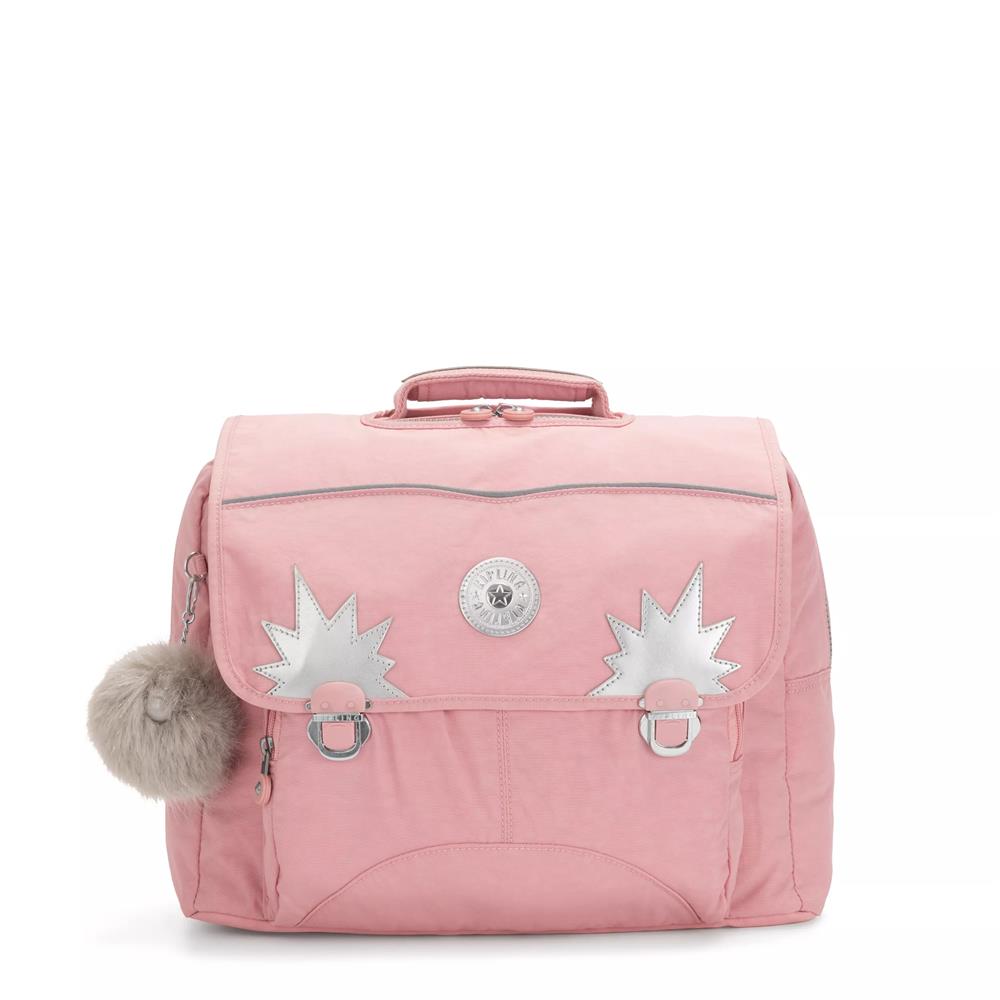 Kipling INIKO, mittelgroße Schultasche, Bridal Rose (rosa), Schulrucksack mit gepolsterten Trägern