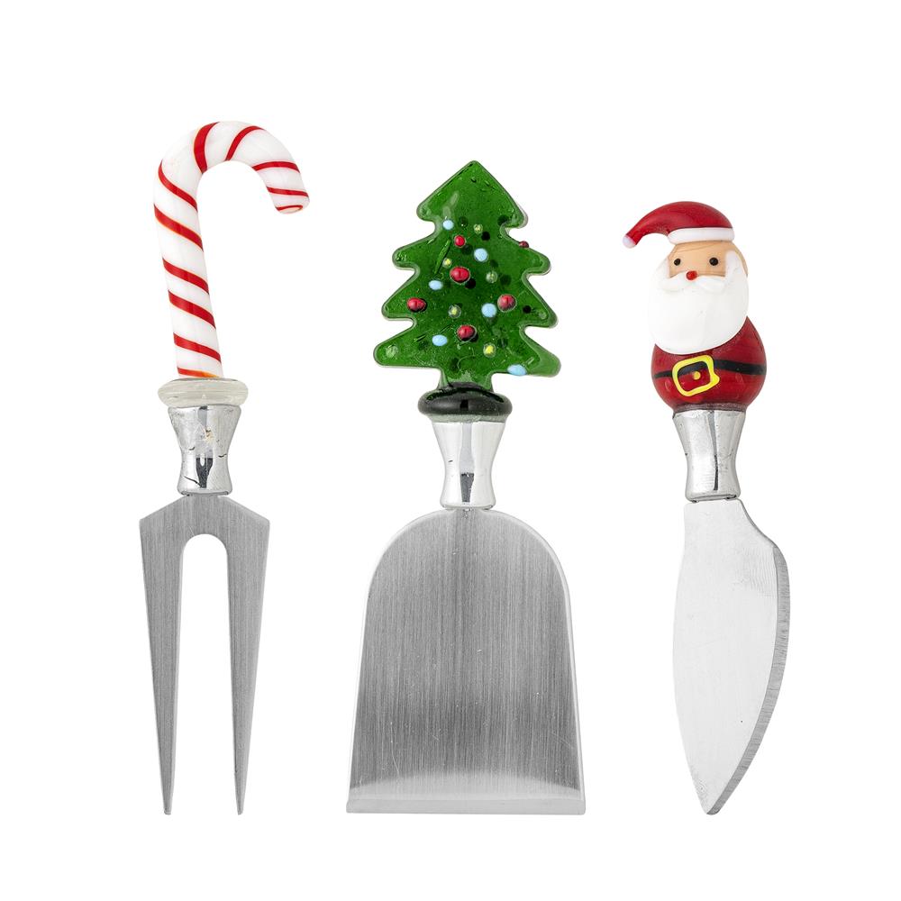 Bloomingville Misa Käsebesteck, Rot, Glas, 3-teiliges Weihnachtsbesteck