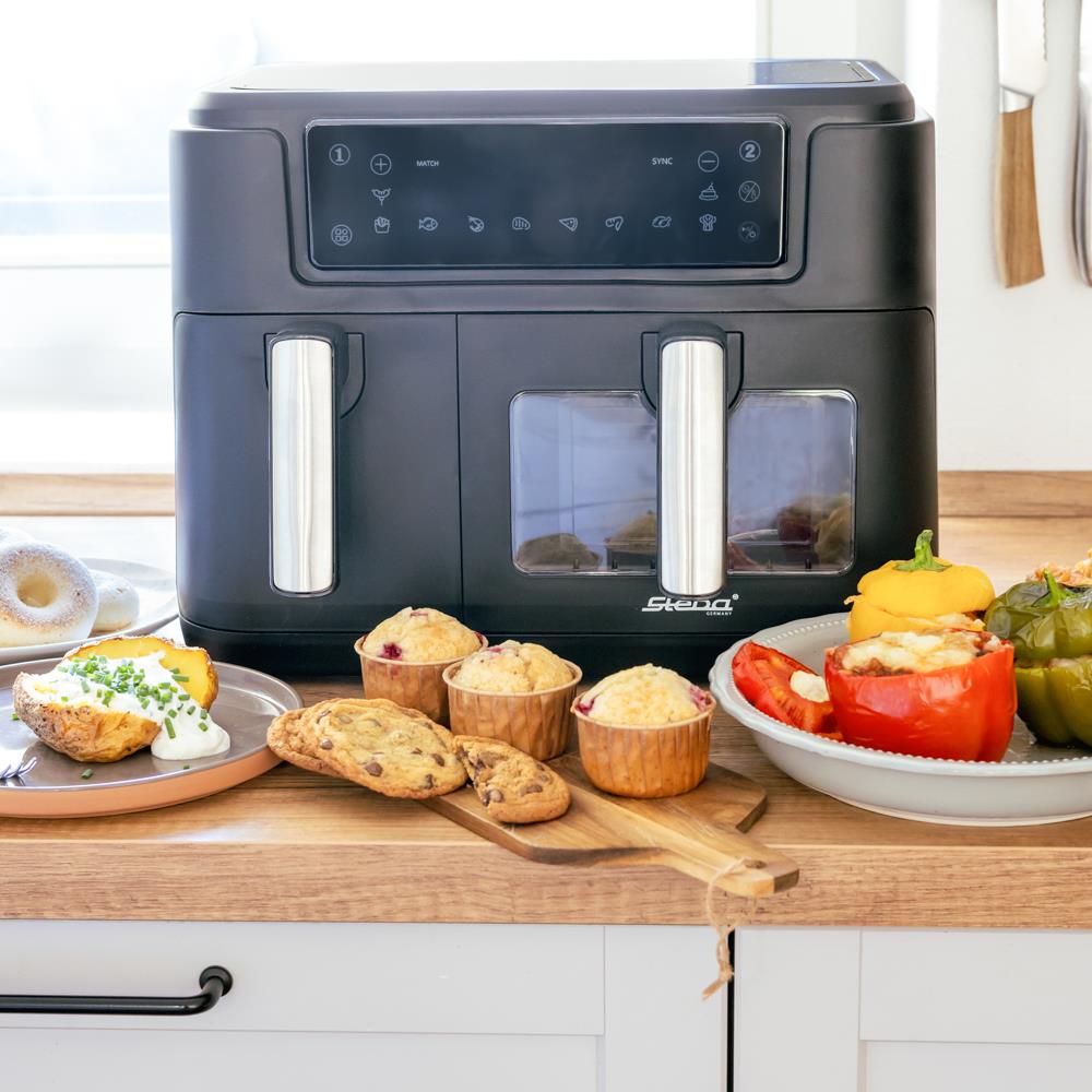 Steba Doppel-Heißluftfritteuse HF 9500 DUO 9,5 Liter mit 2 Garzonen 2400 Watt