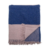 Bloomingville Cadeo Decke blau 160x130 cm aus recycelter Baumwolle – Wohndecke Kuscheldecke