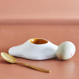 Bloomingville Eggert Eierbecher Steingut weiß schlicht