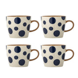 Bloomingville Miri Tasse 4er Set bunt - Steingut Tassen mit Tupfenmuster für Küche & Tischdeko