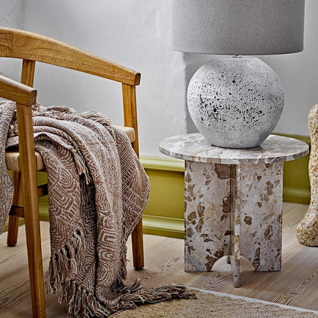 Bloomingville Bresso Decke, Braun, recycelte Baumwolle, 160x130 cm, gewebt, mit Fransen