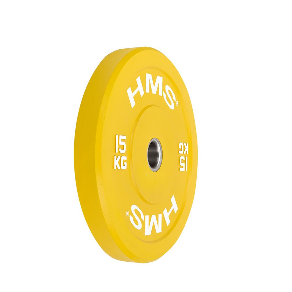 Hantelscheibe 15 kg Gummiert 50 mm Bumper Plate | HMS CBR15