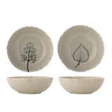 Bloomingville Aubrin Schalen 2er Set Steingut natur Blattmotiv 15,5 cm