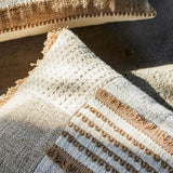 Bloomingville Cinta Kissen natur - Baumwollkissen mit Fransen Patchwork Sofa Deko
