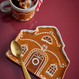 Bloomingville Gina Servierplatte Braun Steingut Hausform weihnachtliche Servierplatte
