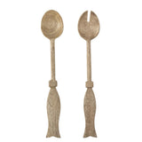 Bloomingville Seva Salatbesteck 2er Set L29 cm natur - Mangoholz Salatbesteck für Küche & Tischdeko