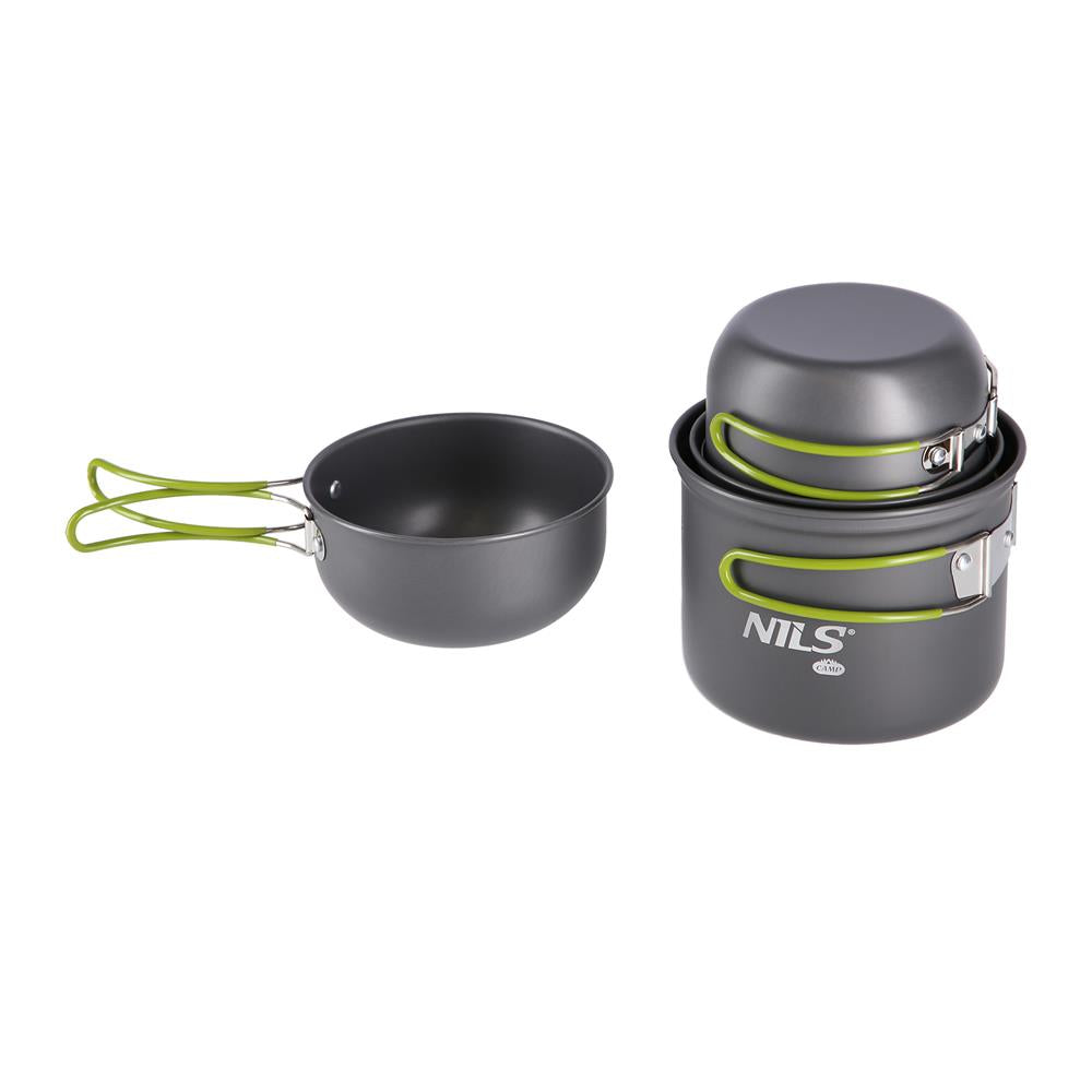 NILS CAMP Camping Kochgeschirr Set XL - leichtes Outdoor Topfset aus Aluminium für Camping & Trekking