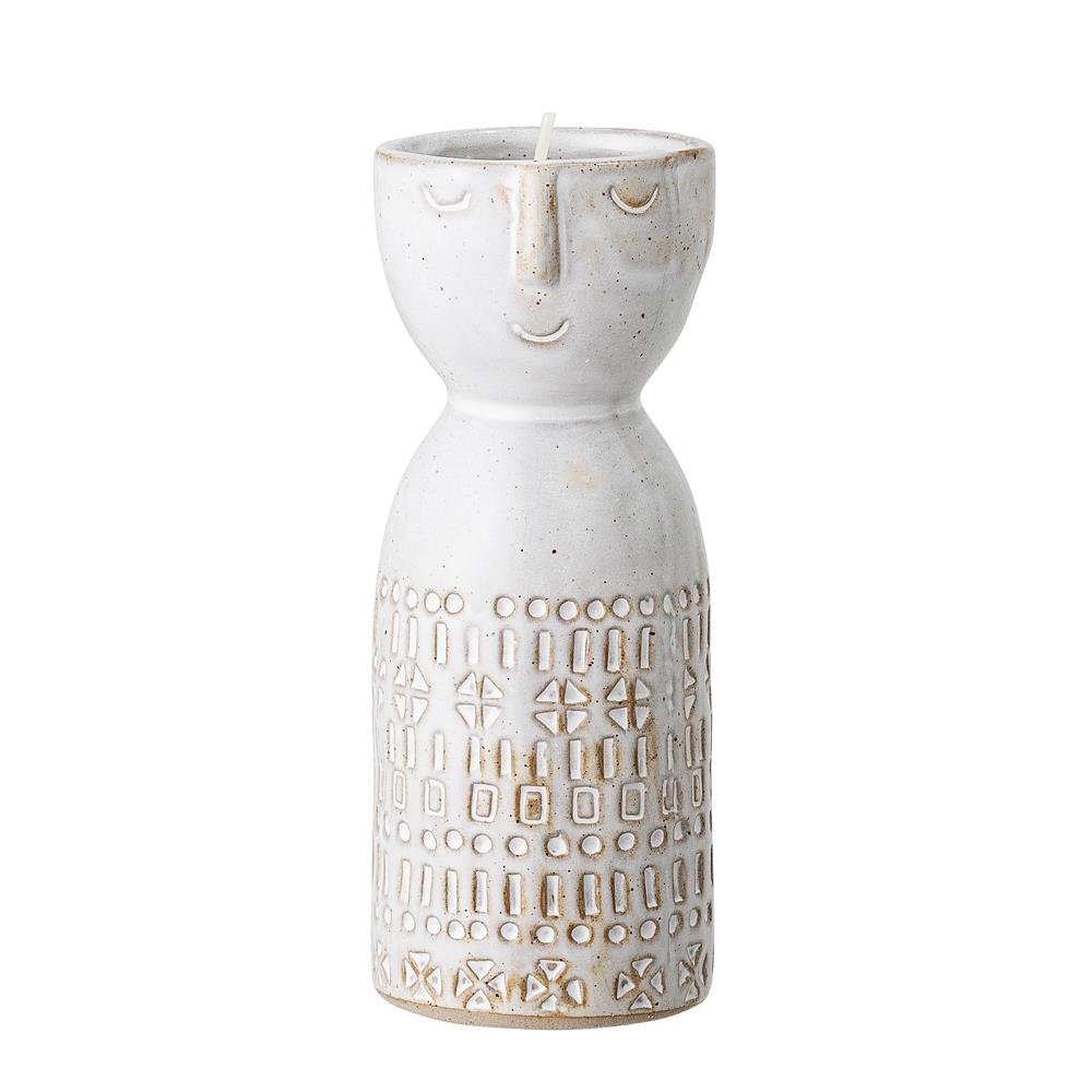 Bloomingville Embla Vase Weiß Steingut 6 x 14,5 cm Dekovase Dänisches Design