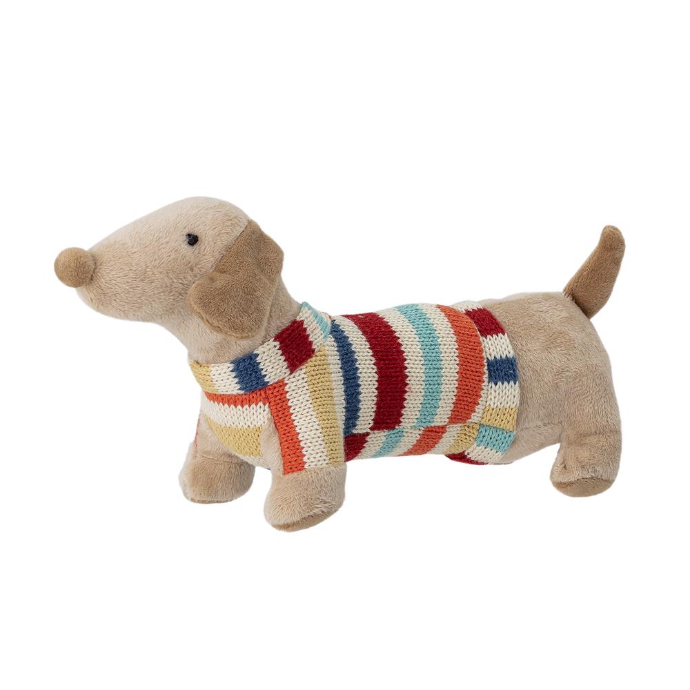 Bloomingville MINI Hilena Plüschtier Hund mit Tasche tragbar Kinder Spielzeug Stofftier Baby