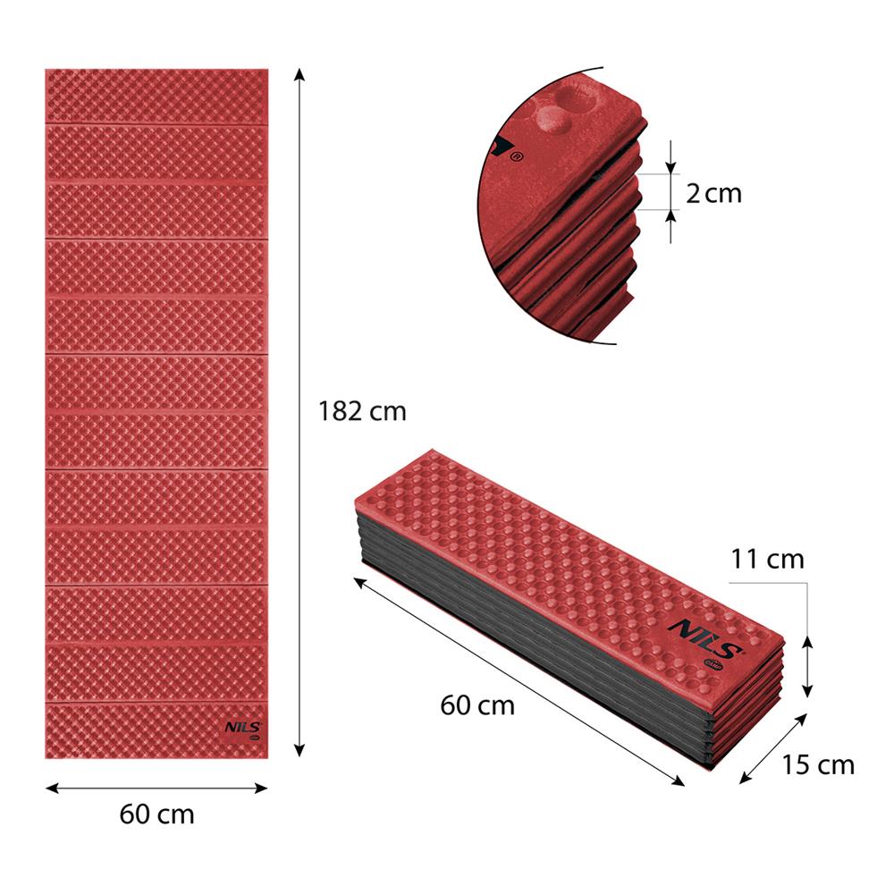 NILS CAMP faltbare Isomatte 188 cm in rot Camping Schlafmatte Outdoor Trekking Festival