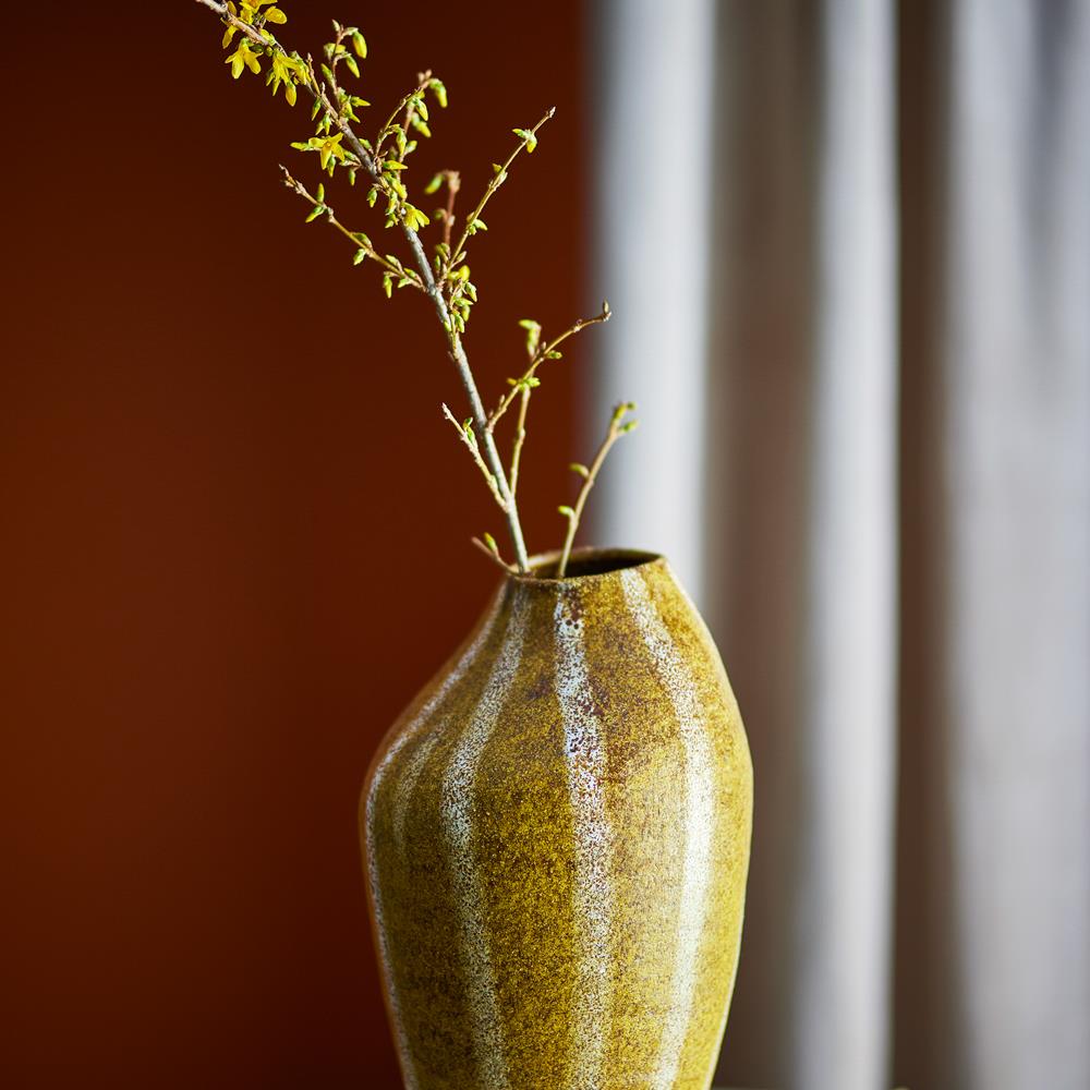 Bloomingville Abella Vase Steingut gelb 35,5 cm dekorativ