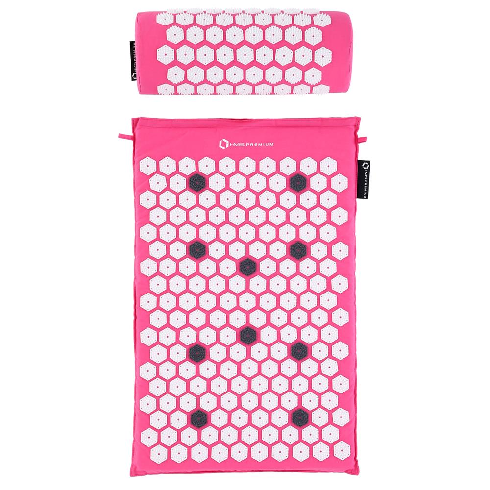Akupressurmatte mit Kissen Rosa/Weiß 11088 Druckpunkte | HMS Premium AKM01