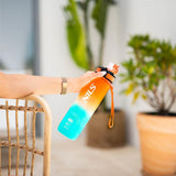 NILS CAMP Trinkflasche Tritan 1000 ml mit Strohhalm orange-blau für Outdoor Sport Reisen