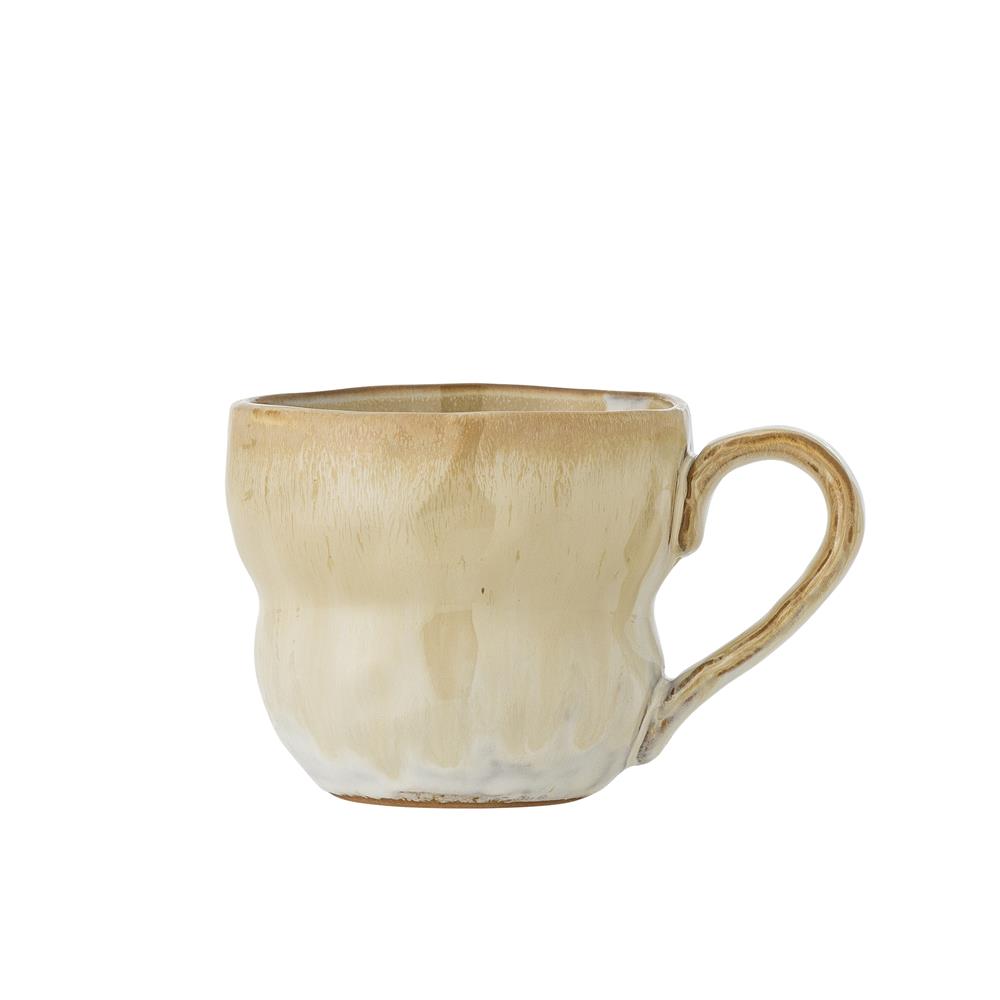 Bloomingville Nara Tasse natur 350 ml aus Steingut – Kaffeetasse mit Henkel für Küche & Tischdeko