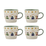 Bloomingville Peo Tasse Natur Steingut 4er Set Weihnachtstassen 300 ml