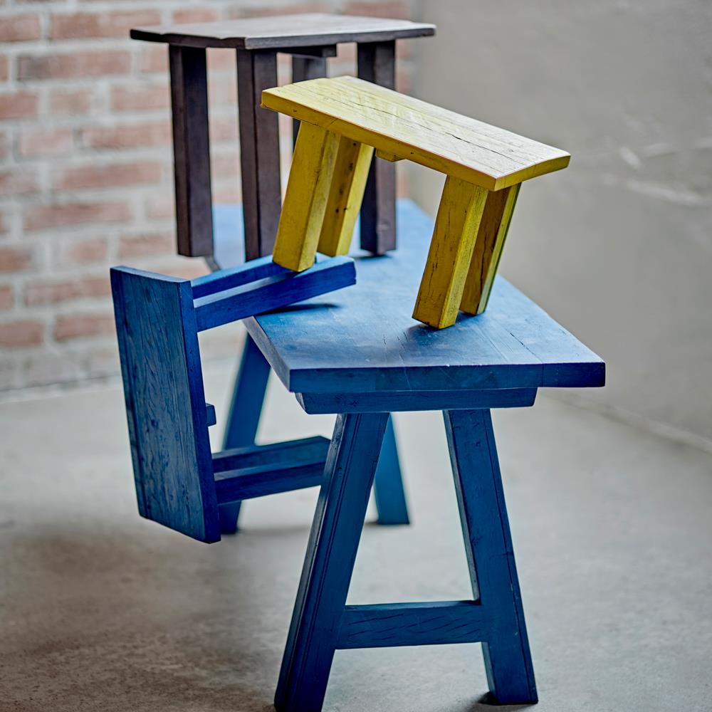 Bloomingville Porir Sockel blau - Holz Podest Deko Sockel modern Wohnzimmer Display Tisch