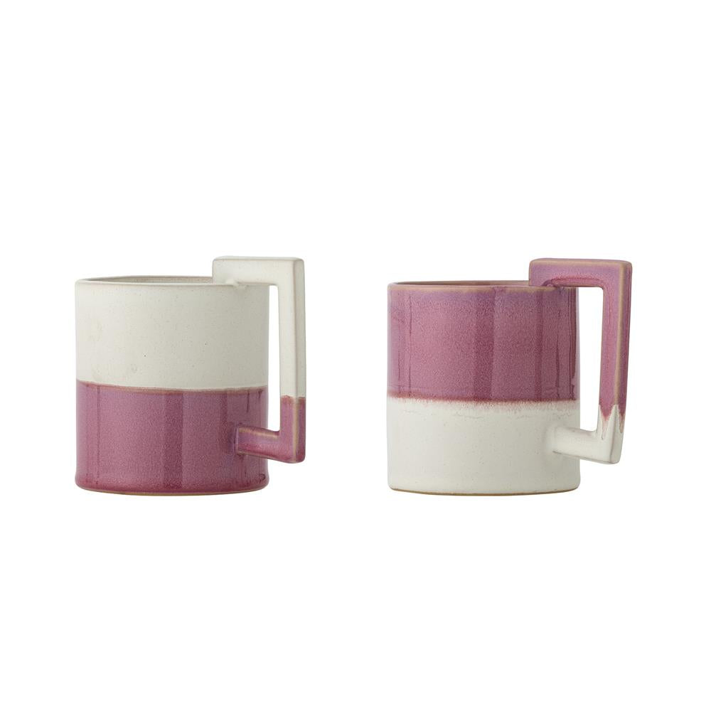 Bloomingville Ranya Tasse 2er Set 375 ml D8,5 cm rosa - Steingut Tassen mit reaktiver Glasur für Kaffee